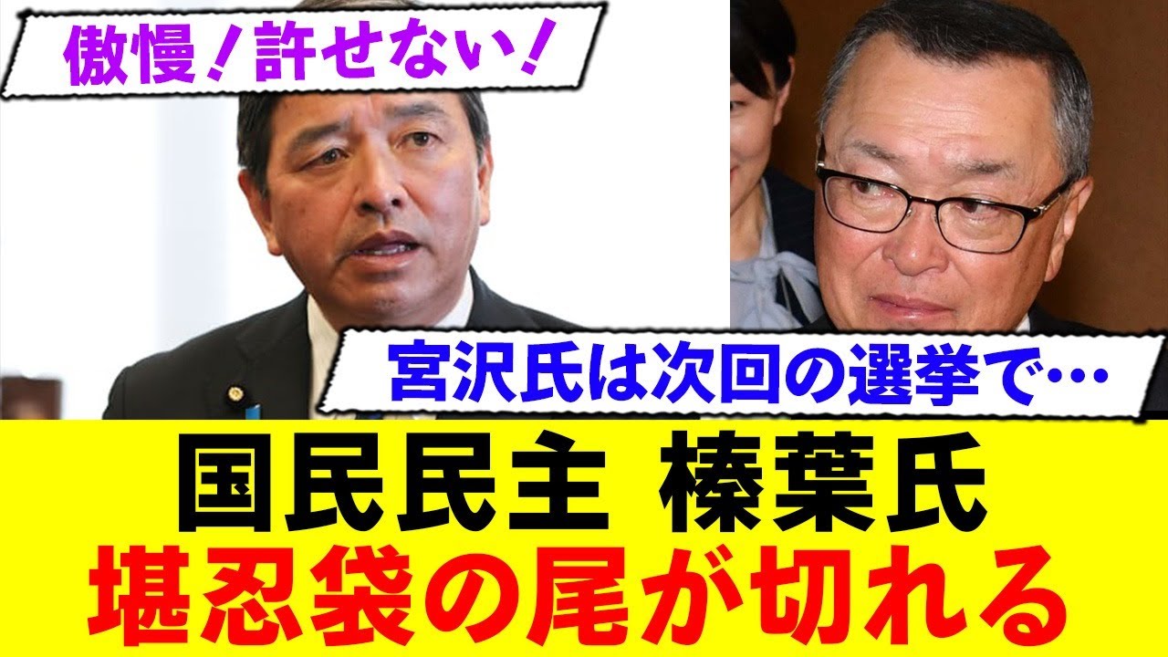 国民民主党の榛葉氏、宮沢洋一氏にブチギレw