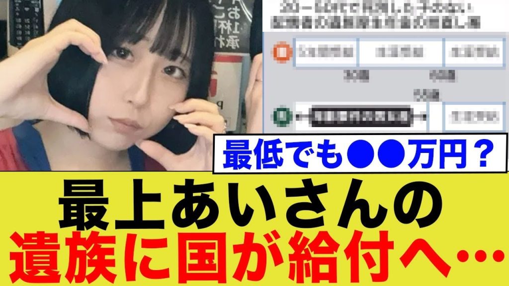 残された最上あい氏、国が遺族の為に給付へ…