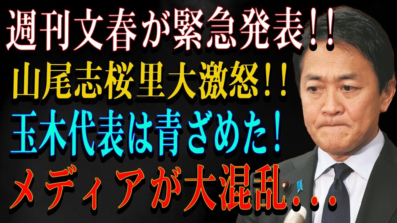 週刊文春が緊急発表!!山尾志桜里大激怒!!玉木代表は青ざめた!メディアが大混乱...