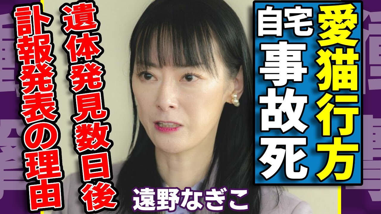 遠野なぎこが遺体発見され15日後に訃報を発表する理由...事故死の真相に驚愕...『すずらん』で知られる女優の母親も旦那も裏切られた壮絶な人生...最後まで守った愛猫の行方に言葉を失う...