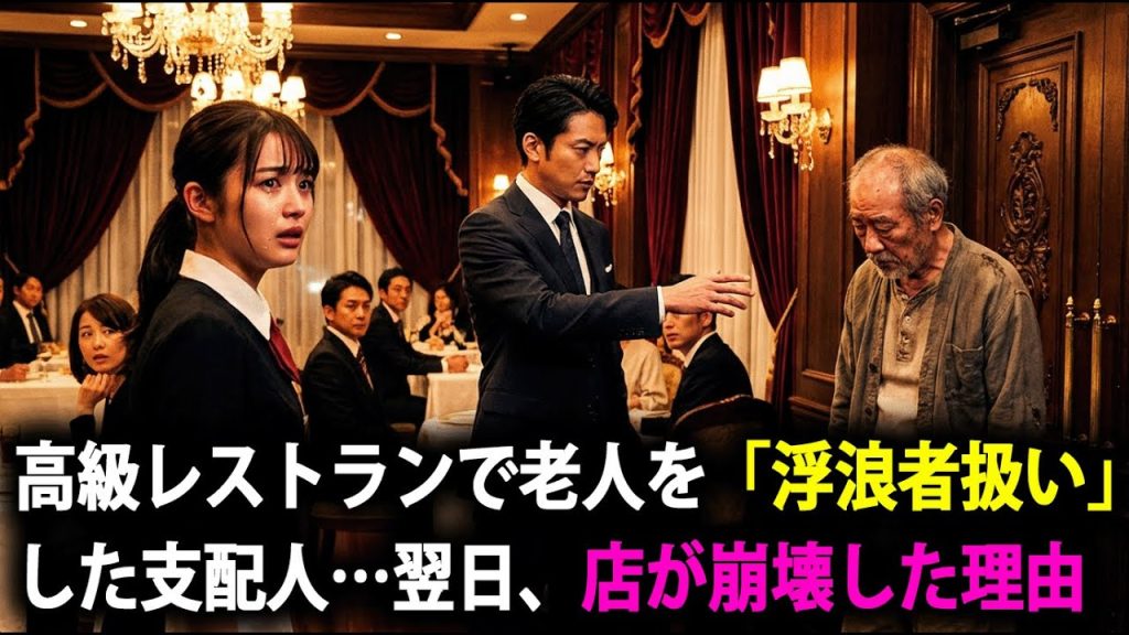 【衝撃】高級レストラン差別事件の真相…浮浪者扱いされた老人が実は超大物会長だった！支配人が青ざめ土下座する瞬間…【スカッとする話】